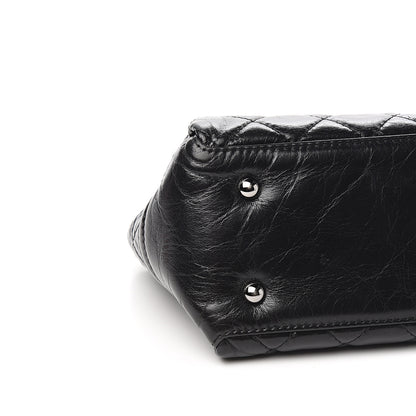 Chanel Shiny Crumpled Calfskin Quilted Medium Lady Pearly Flap Black 7 of 11
