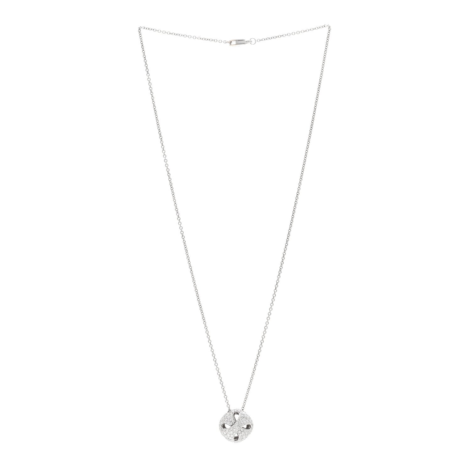 Damiani 18K White Gold Diamond Clover Pendant Necklace 3 of 5