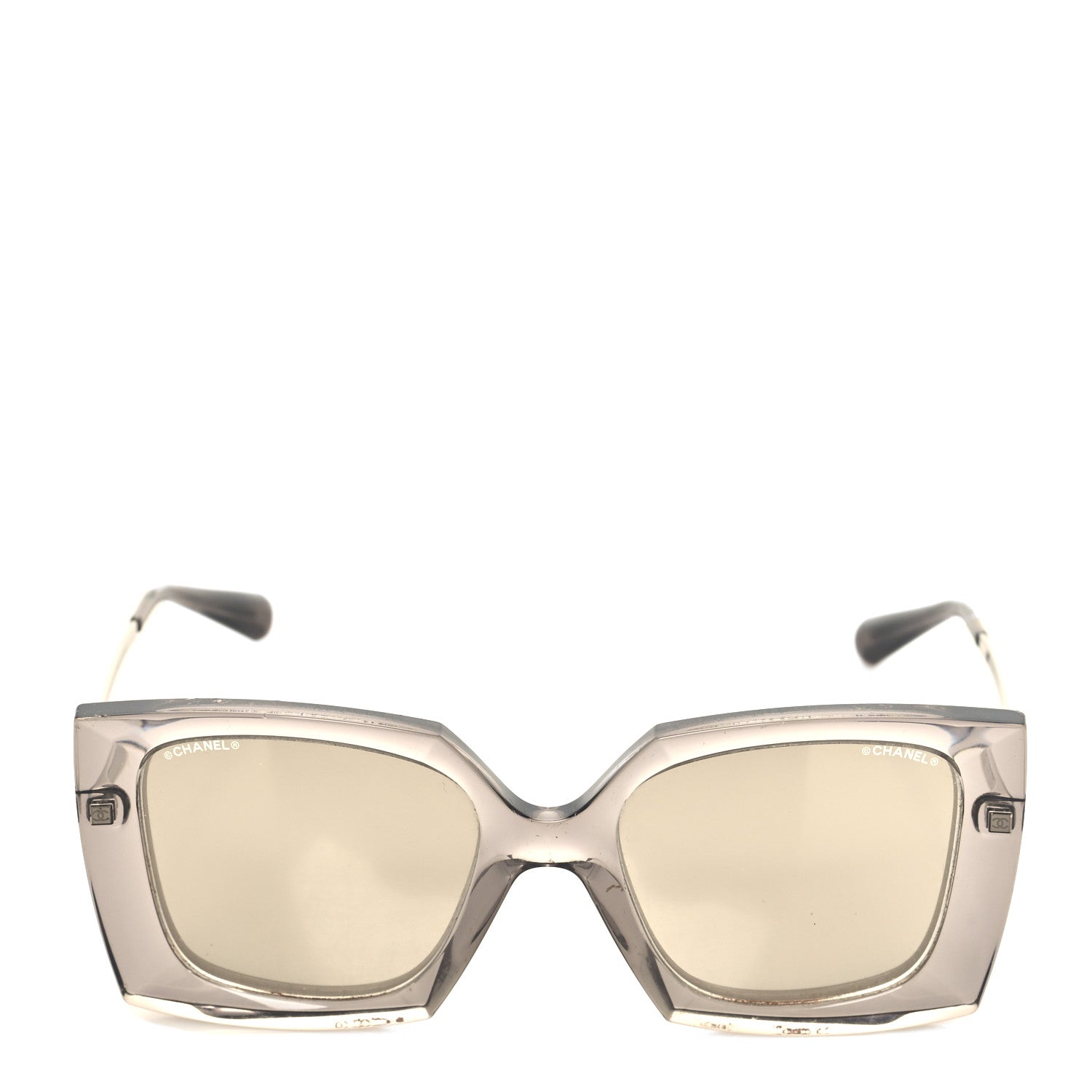 Chanel 18K White Gold Mirror Square Sunglasses 6051 Gray 2 of 8