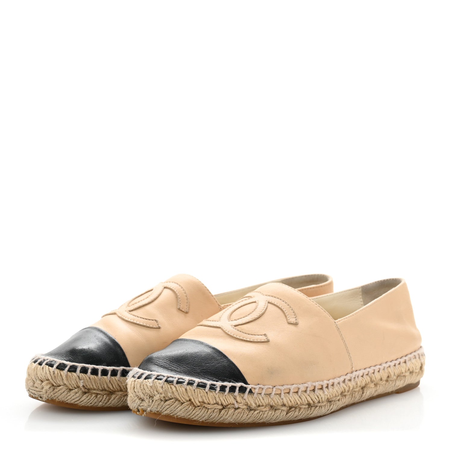 Chanel Lambskin CC Espadrilles 39 Beige Black 4 of 11