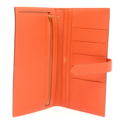 Hermes Chevre Mysore Bearn Gusset Wallet Orange 5 of 7
