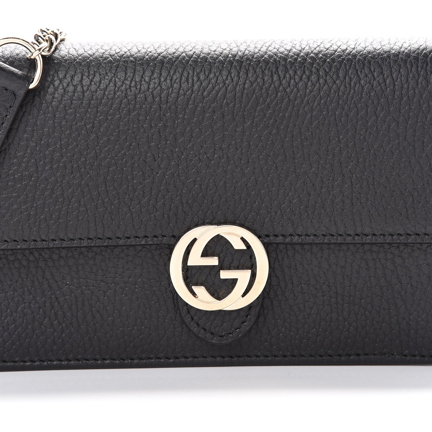 Gucci Dollar Calfskin Interlocking G Chain Wallet Black 7 of 9