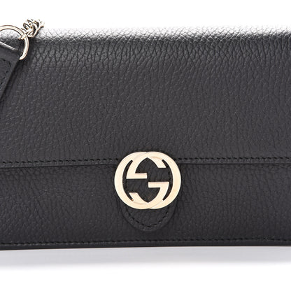 Gucci Dollar Calfskin Interlocking G Chain Wallet Black 7 of 9