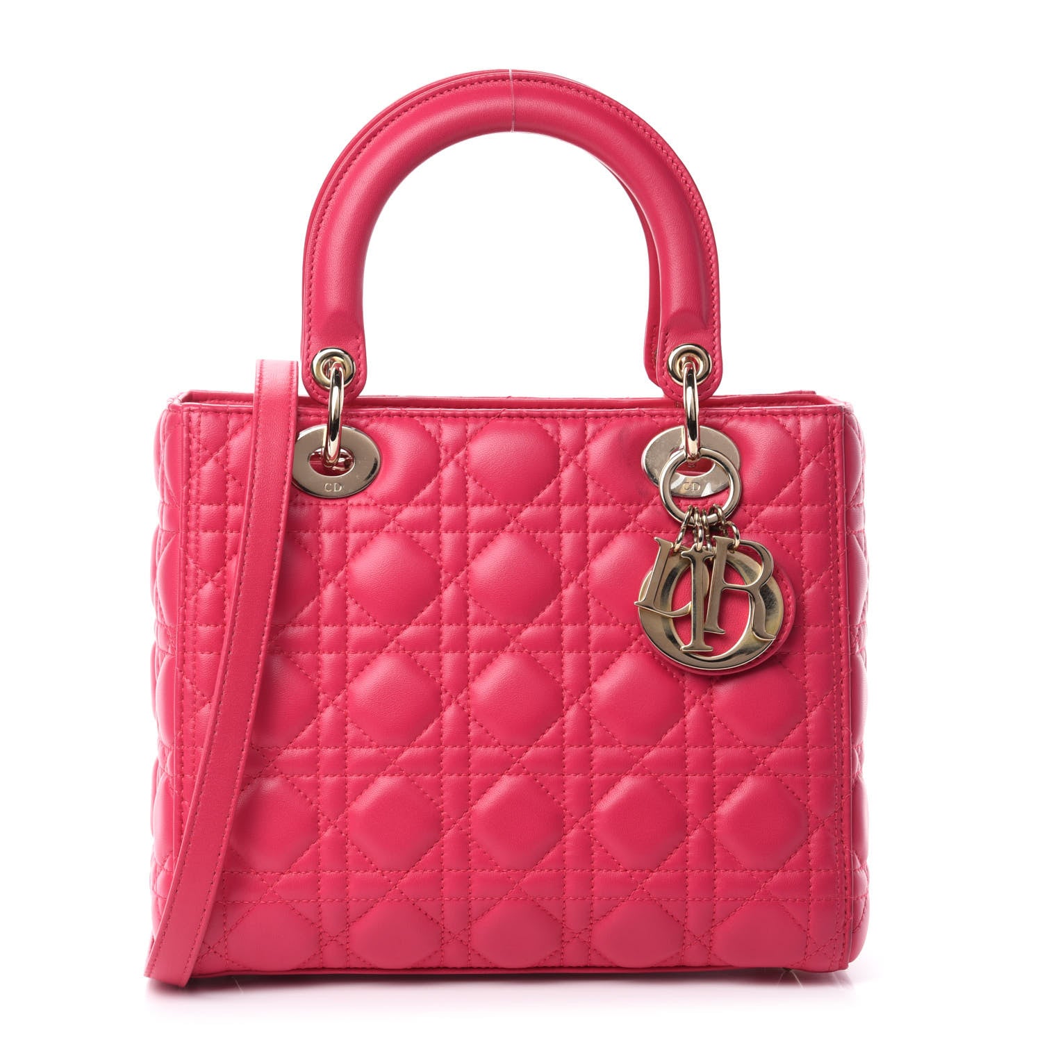 Christian Dior Lambskin Cannage Medium Lady Dior Pink 1 of 11