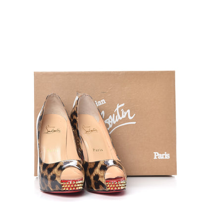 Christian Louboutin Patent Leopard New Very Prive Spikes 120 Pumps 36 Brown 14 of 14