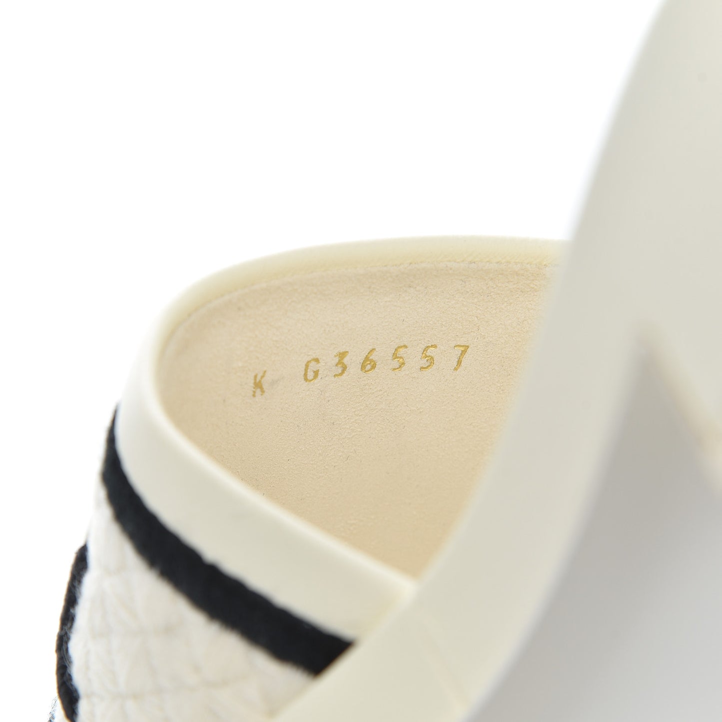 Lambskin Embroidered CC Mule Sandal 38 Ivory Black