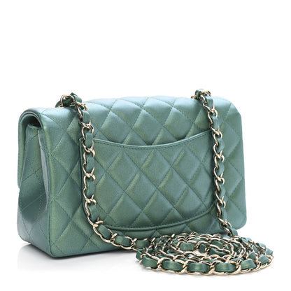 Chanel Iridescent Calfskin Quilted Mini Rectangular Flap Green 3 of 11