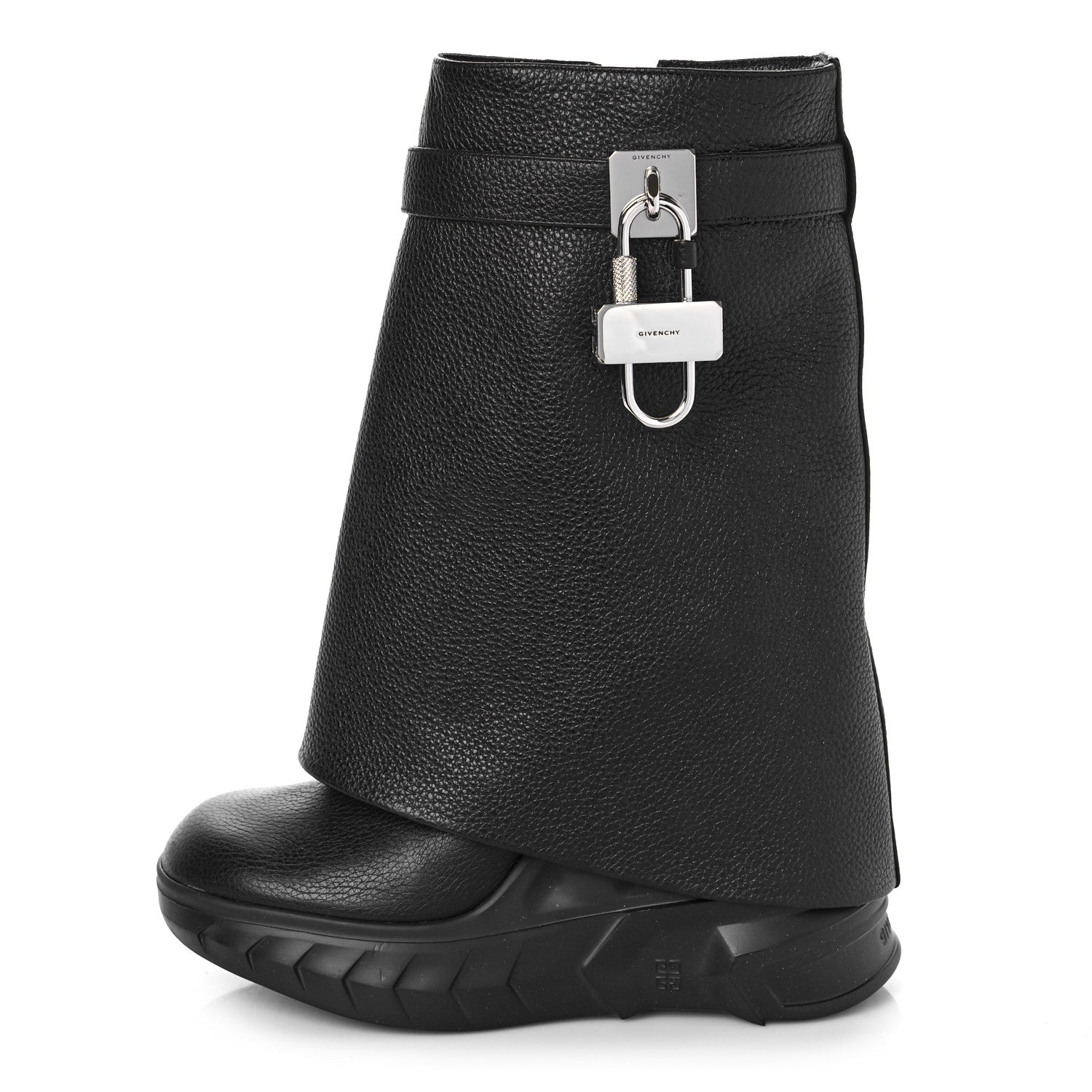 Givenchy Grained Calfskin Shark Lock Biker Ankle Boots 36 Black 1 of 9