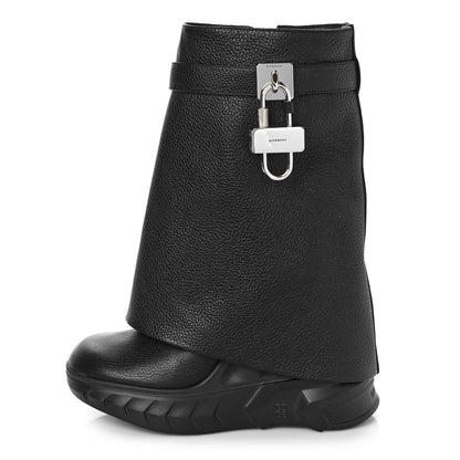Givenchy Grained Calfskin Shark Lock Biker Ankle Boots 36 Black 1 of 9