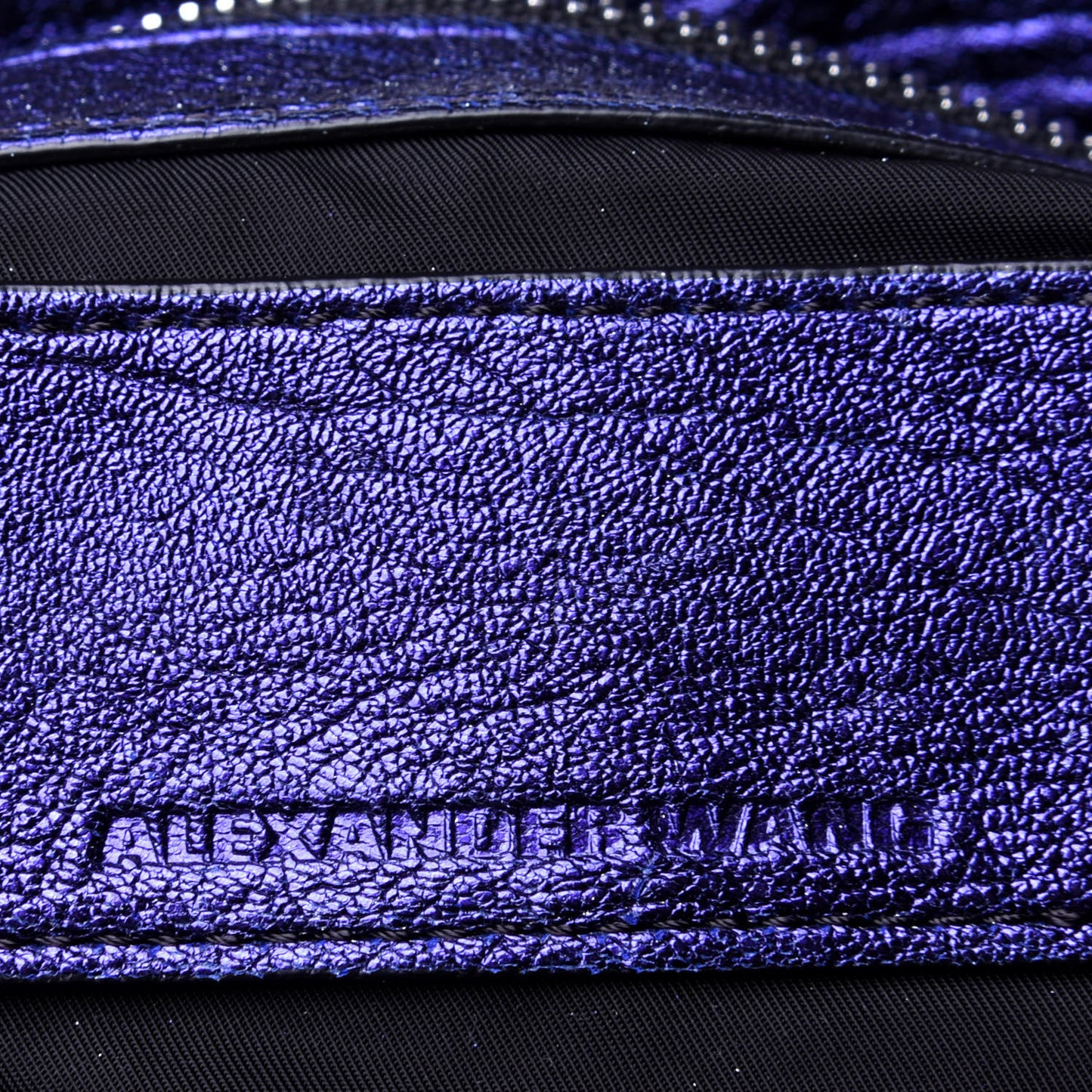 Metallic Pebbled Lambskin Diego Bucket Purple Nickel Hardware