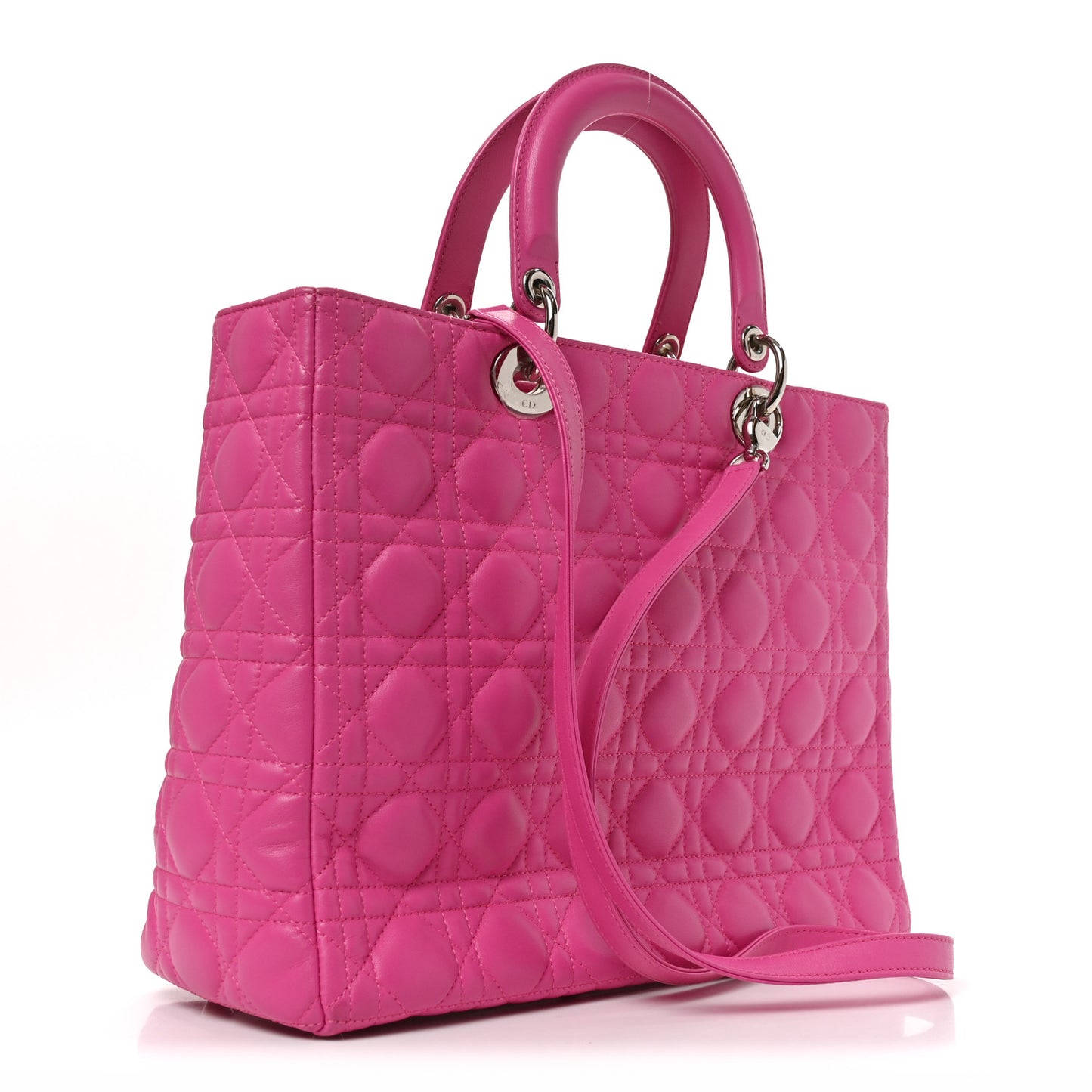 Lambskin Cannage Large Lady Dior Fuchsia Fuchsia