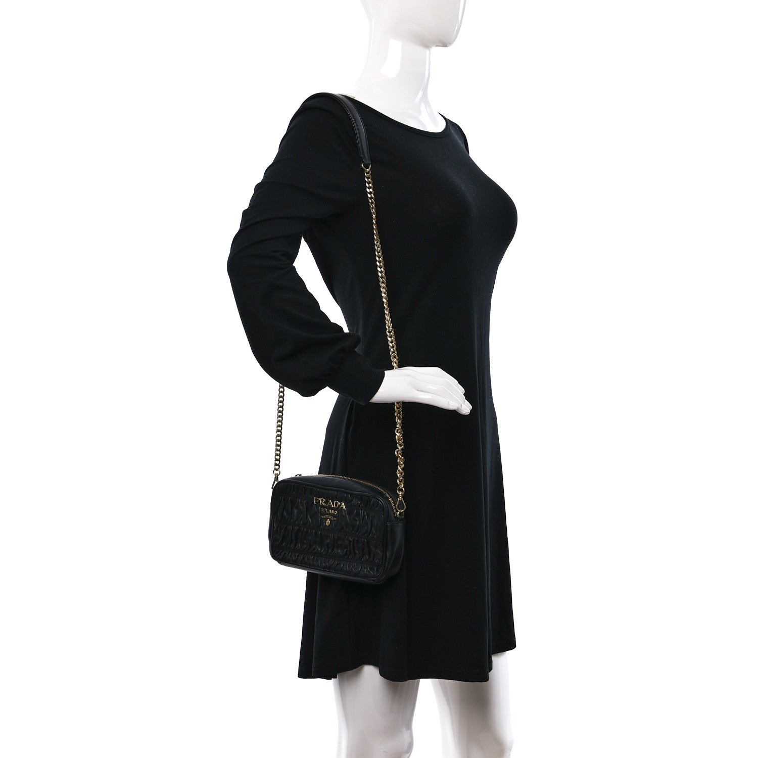 Prada Nappa Gaufre Camera Bag Black 2 of 8