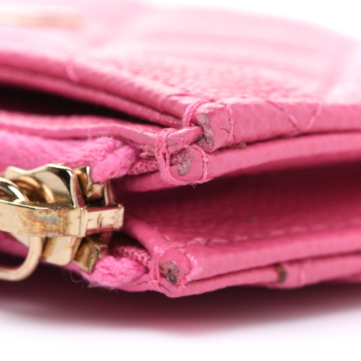 Caviar Quilted CC Zip Card Holder Pink