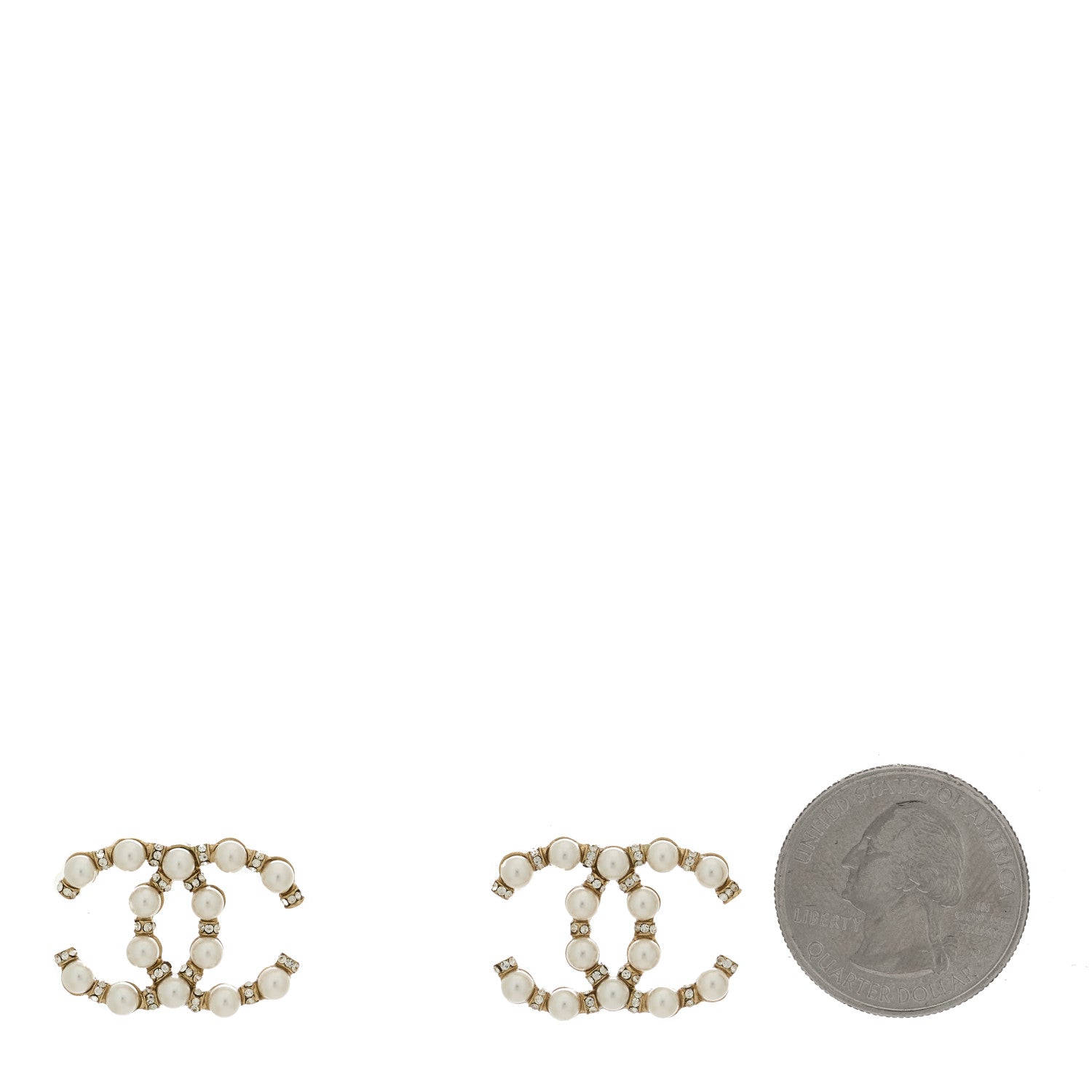 Chanel Pearl Crystal Nefertiti CC Earrings Gold 2 of 4