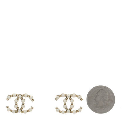 Chanel Pearl Crystal Nefertiti CC Earrings Gold 2 of 4