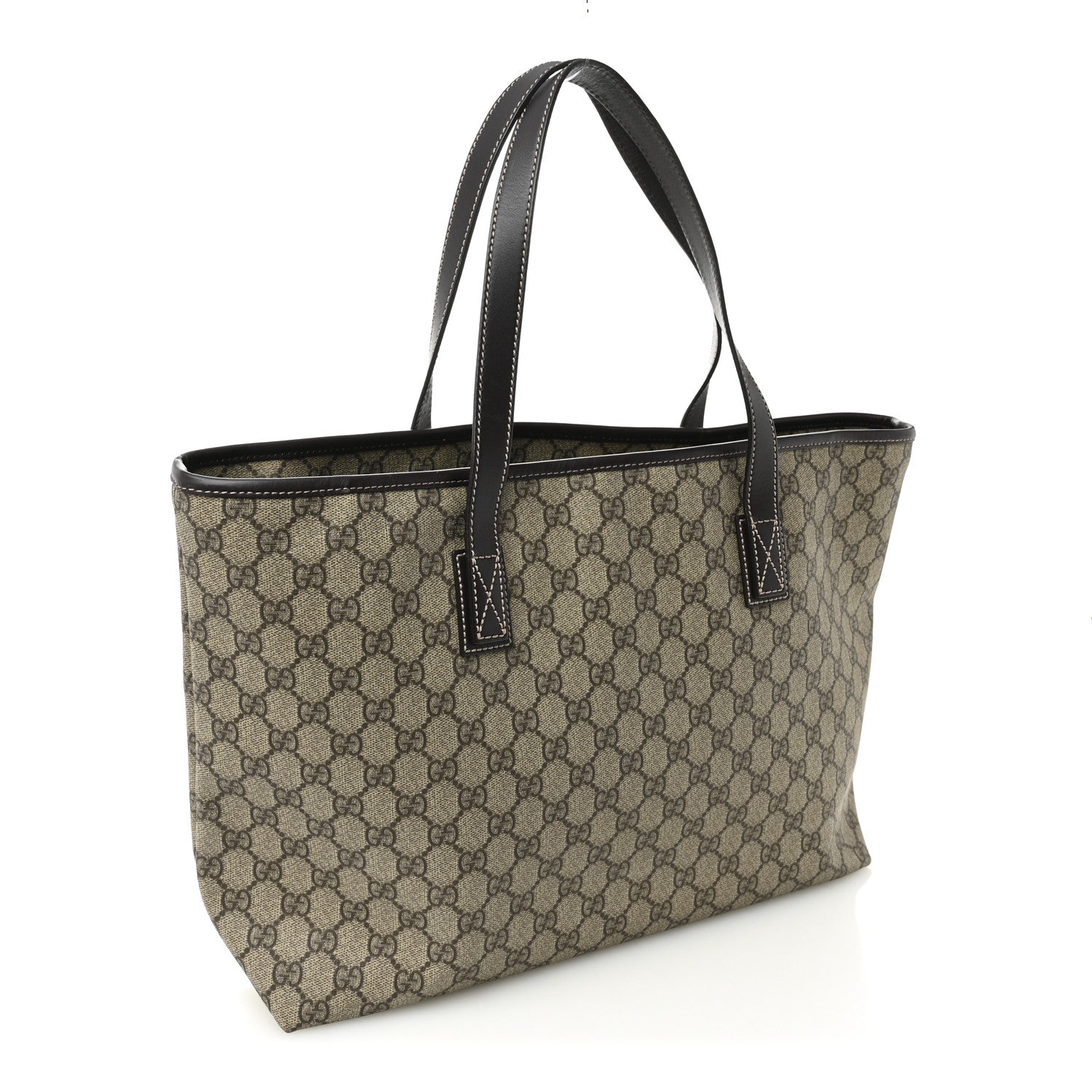 Gucci GG Supreme Monogram Medium Zippered Shopping Tote Dark Brown 3 of 10