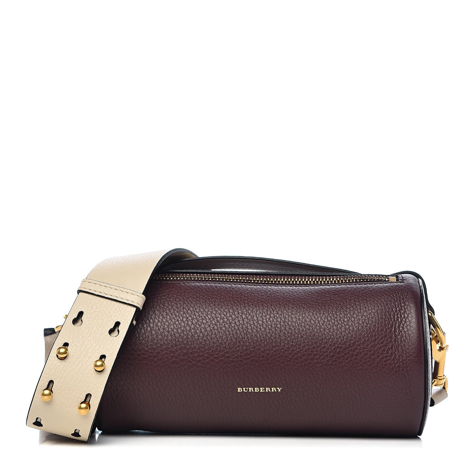 Burberry Calfskin The Barrel Bag Deep Claret Limestone 1 of 9