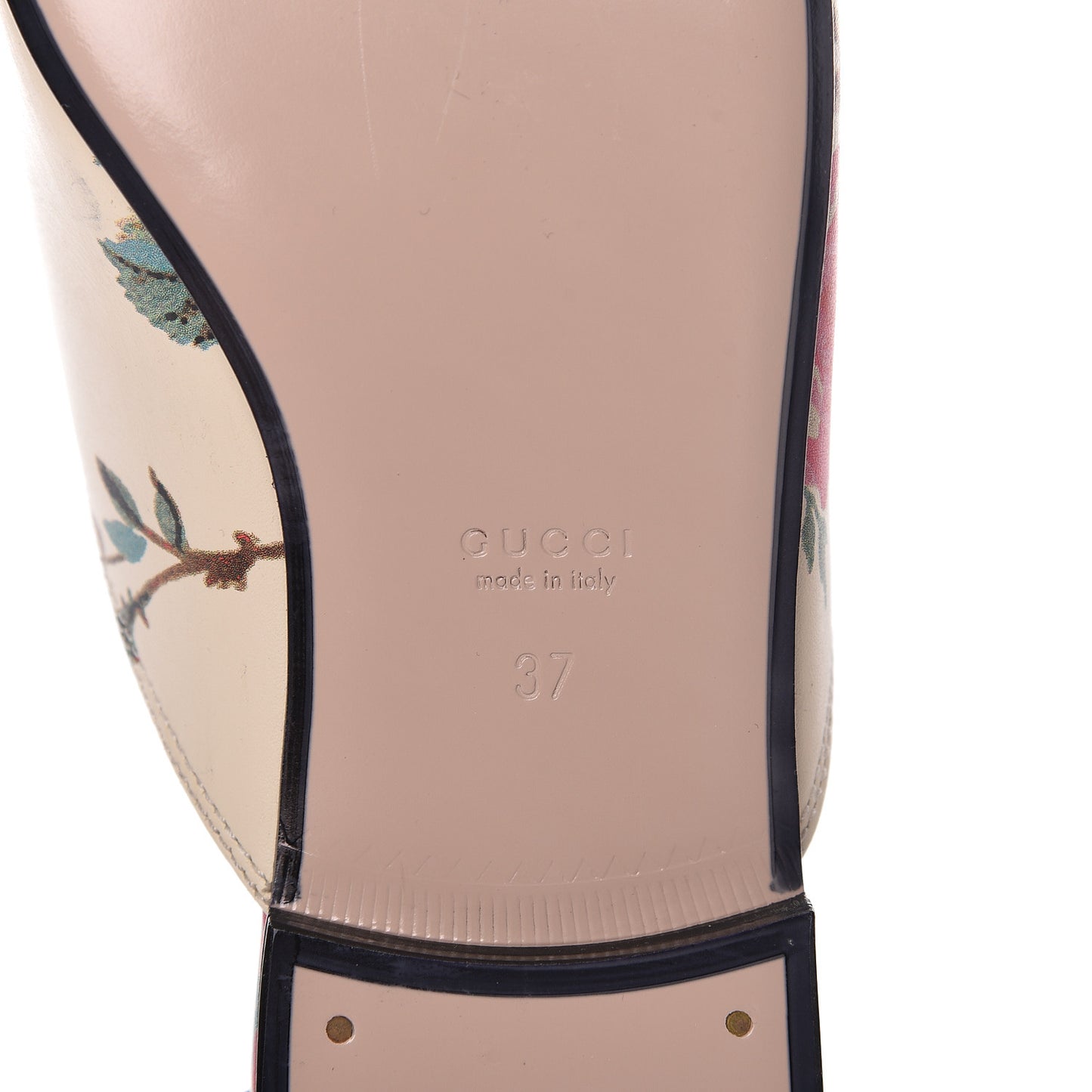 Calfskin Stamp Allover Rose Princetown Slippers 37 Ivory Multicolor