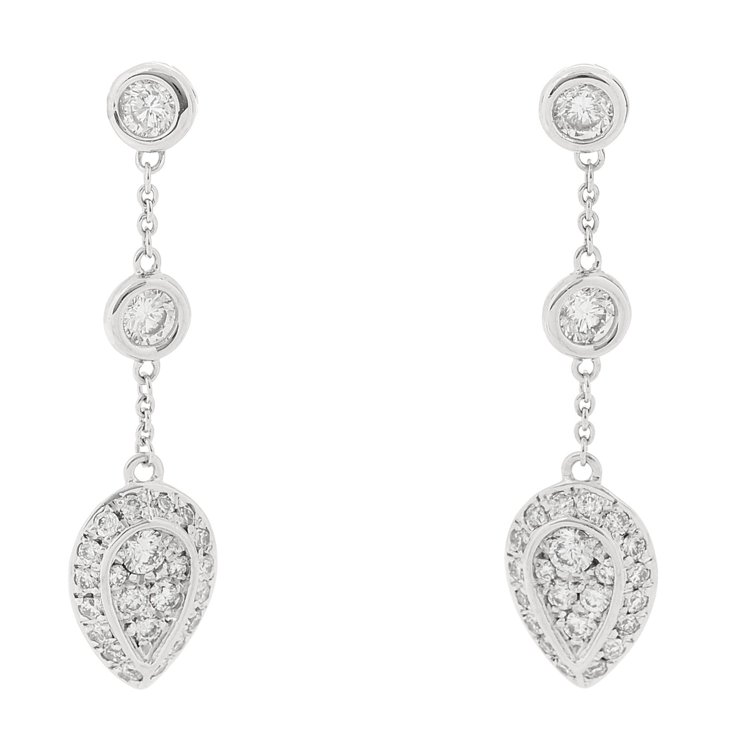 18K White Gold Diamond .80ctw Drop Earrings