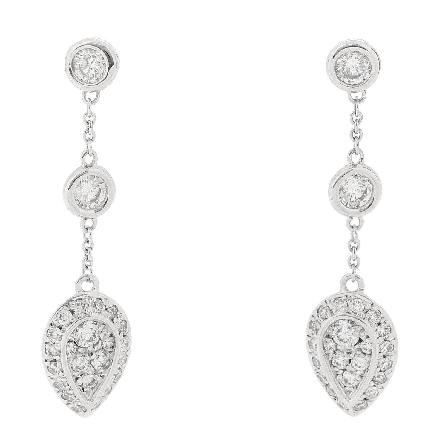 Parker & West by FASHIONPHILE 18K White Gold Diamond .80ctw Drop Earrings 1 of 5