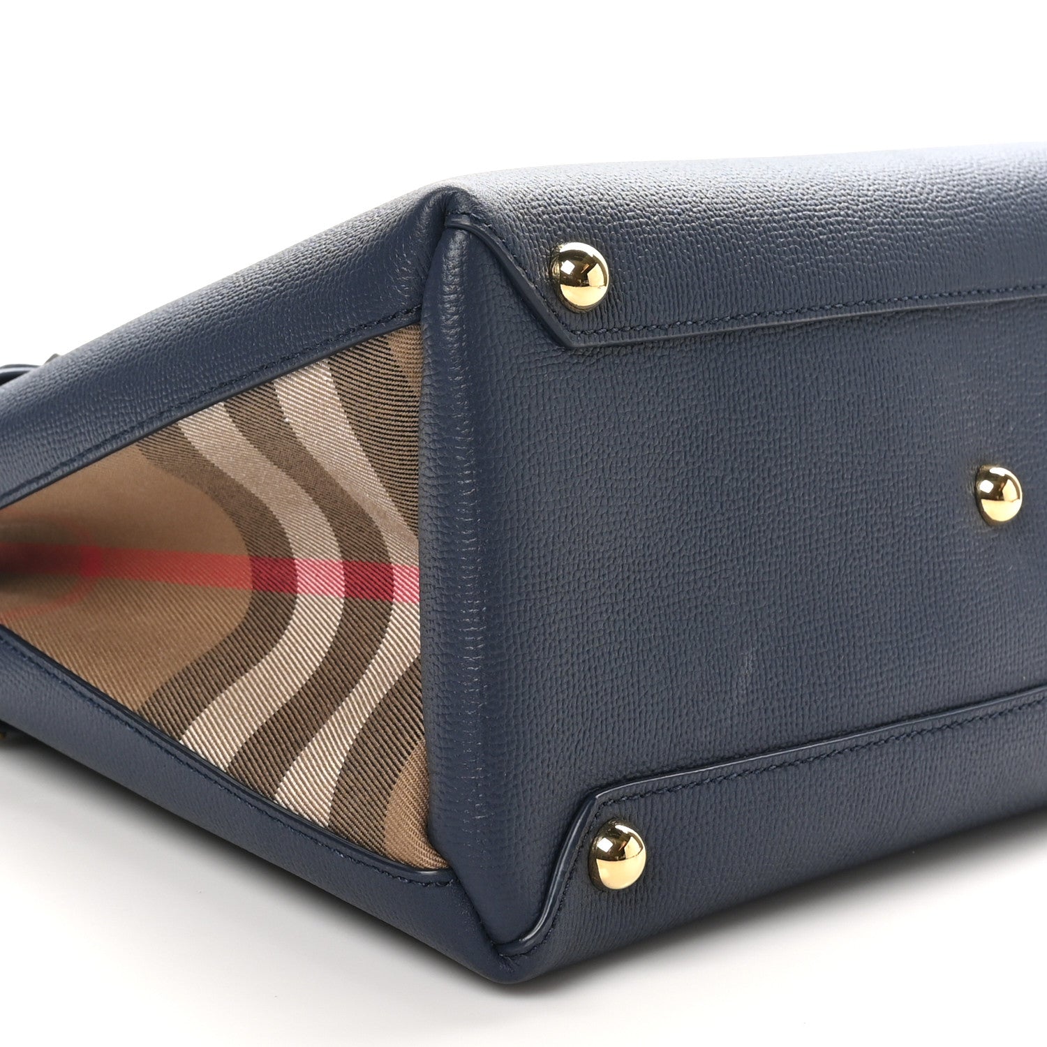 Burberry Derby Calfskin Vintage Check Medium Banner Tote Regency Blue 8 of 9