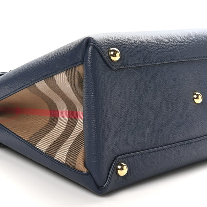 Burberry Derby Calfskin Vintage Check Medium Banner Tote Regency Blue 8 of 9