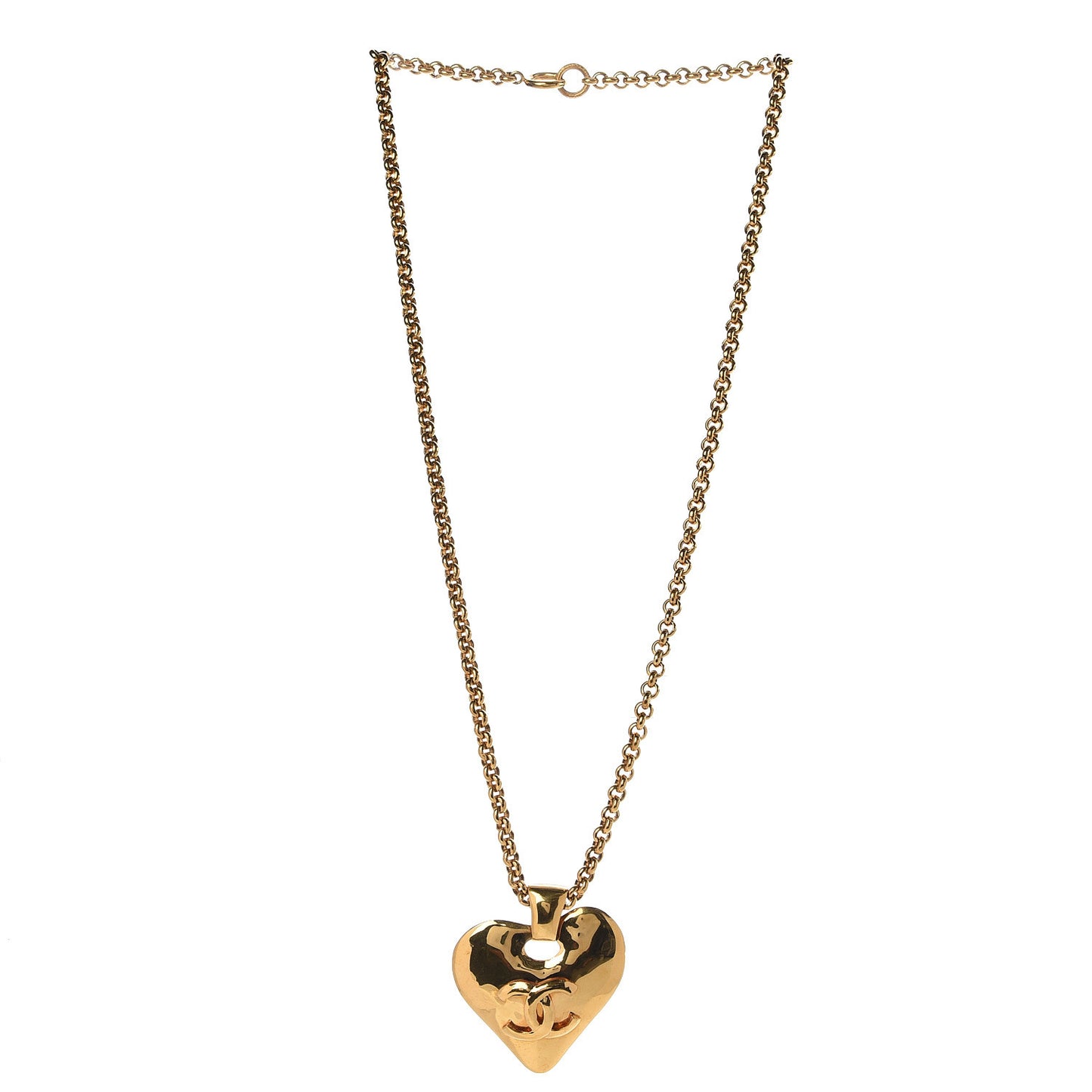 CC Heart Chain Pendant Necklace Gold
