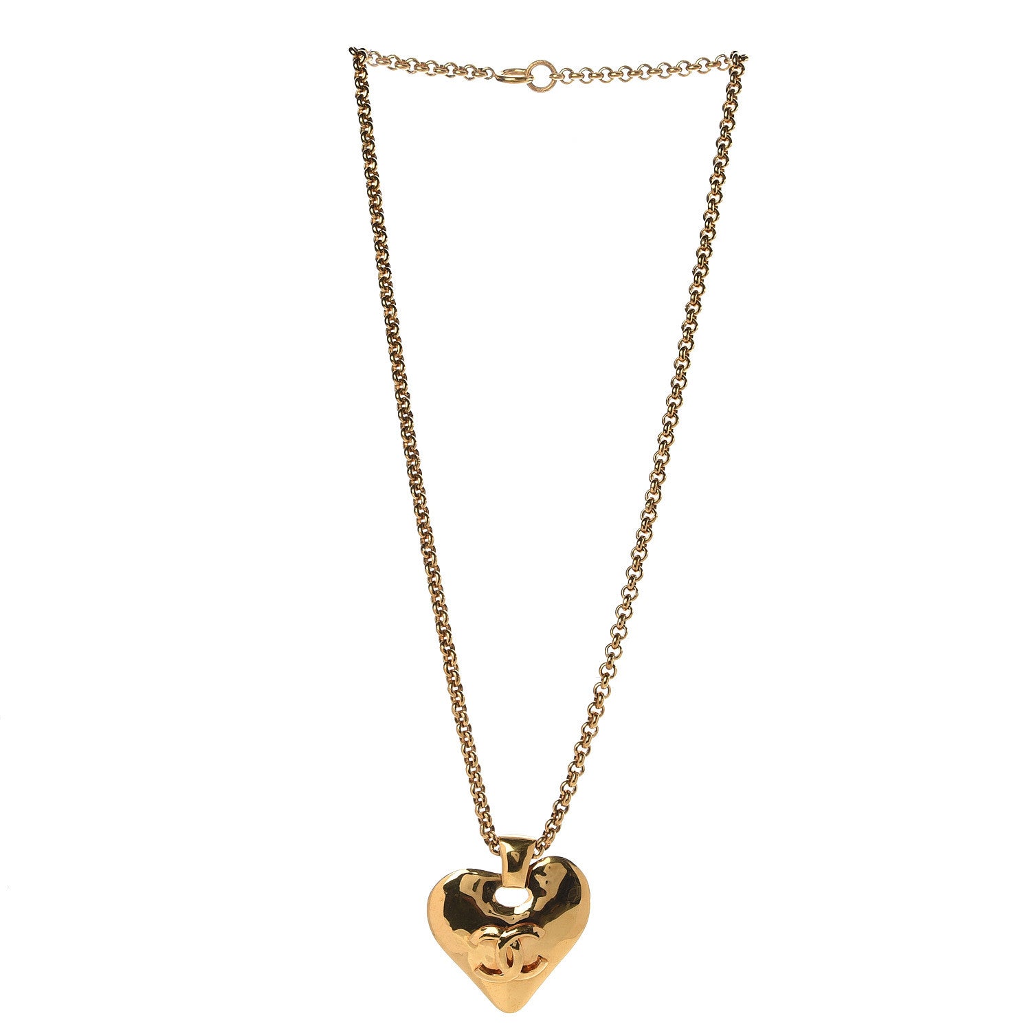 Chanel CC Heart Chain Pendant Necklace Gold 3 of 5