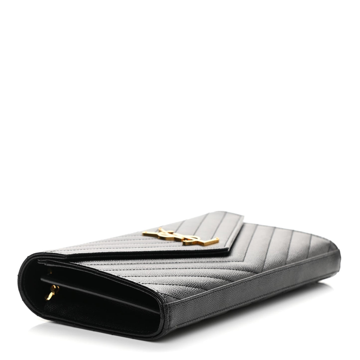 Grain De Poudre Matelasse Chevron Monogram Chain Wallet Black