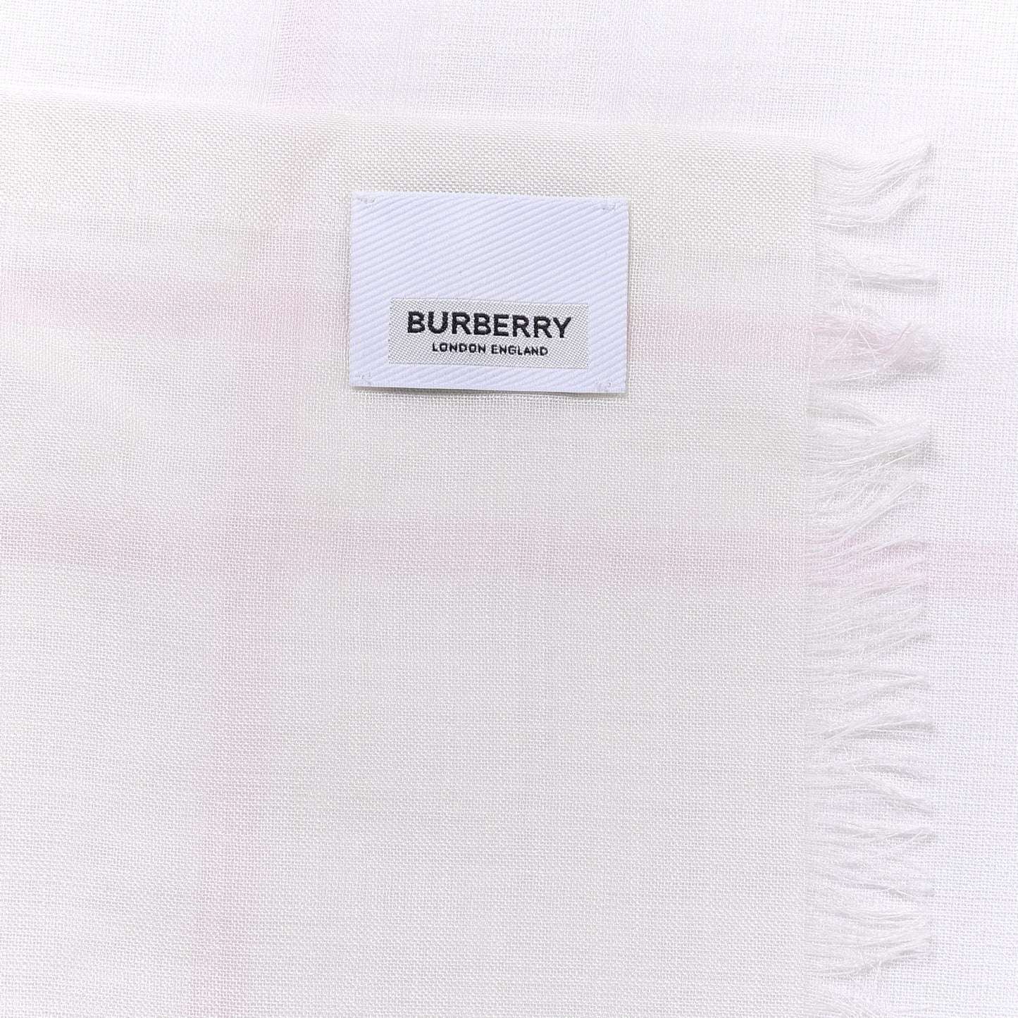 Wool Silk Gauze Giant Check Scarf White Alabaster