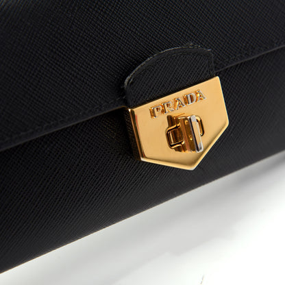 Prada Saffiano Long Flap Wallet Black 8 of 9