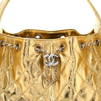 Chanel Metallic Aged Calfskin Quilted Small Chanel 25 Handbag Gold 8 of 11