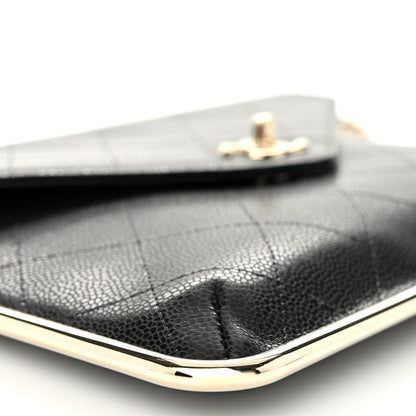 Chanel Grained Calfskin Envelope Clutch With Chain WOC Black 9 of 11
