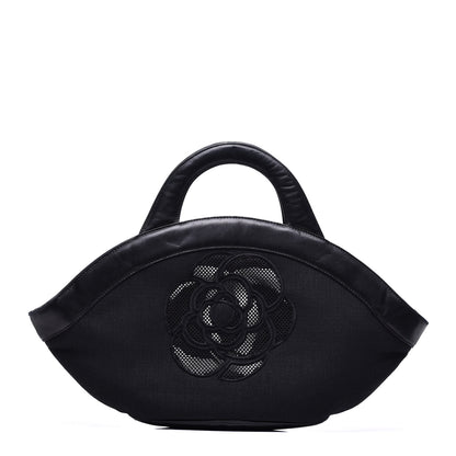 Chanel Linen Lambskin Mesh Camellia CC Tote Black 1 of 11