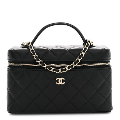 Chanel Lambskin Quilted Top Handle Slim Vanity With Chain Black 1 of 11