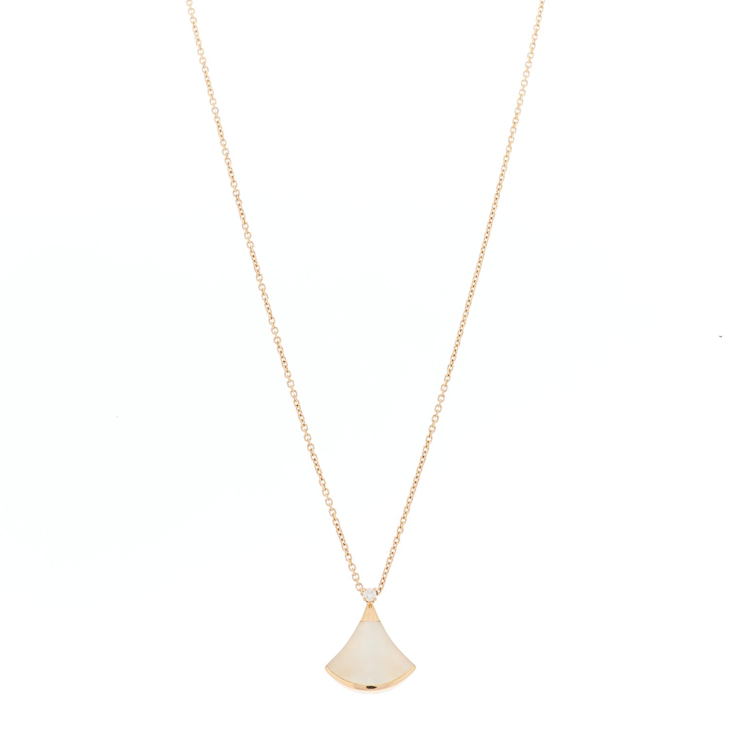 Bulgari 18K Rose Gold Diamond Mother of Pearl Small Divas' Dream Pendant Necklace 1 of 6