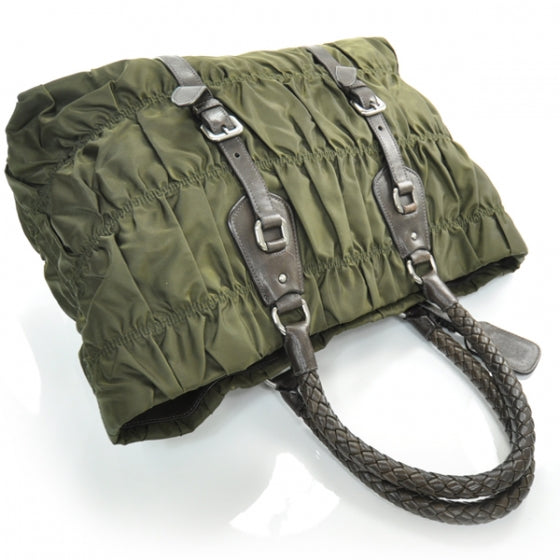 Prada Tessuto Nylon Dressy Gaufre Tote Military Green 5 of 9