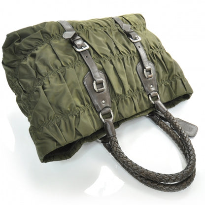 Prada Tessuto Nylon Dressy Gaufre Tote Military Green 5 of 9