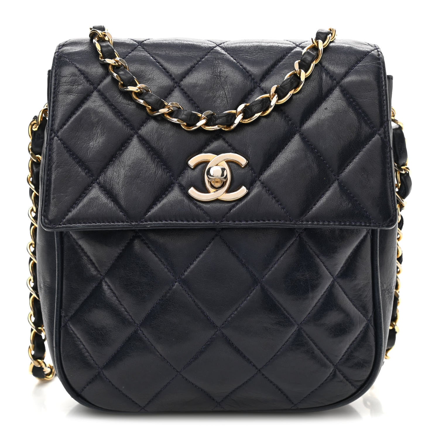 Chanel Lambskin Quilted Flap Crossbody Navy Blue 1 of 11