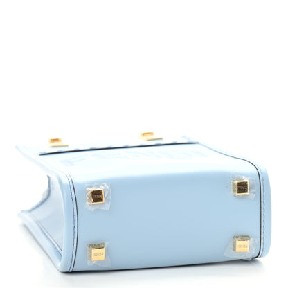 Fendi Vitello King Plexiglass Logo Embossed Mini Fendi Sunshine Shopper Tote Azzurro Baby 3 of 9