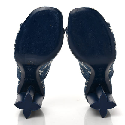 Louis Vuitton Denim Monogram Silhouette Mules 38 Navy Blue 5 of 9