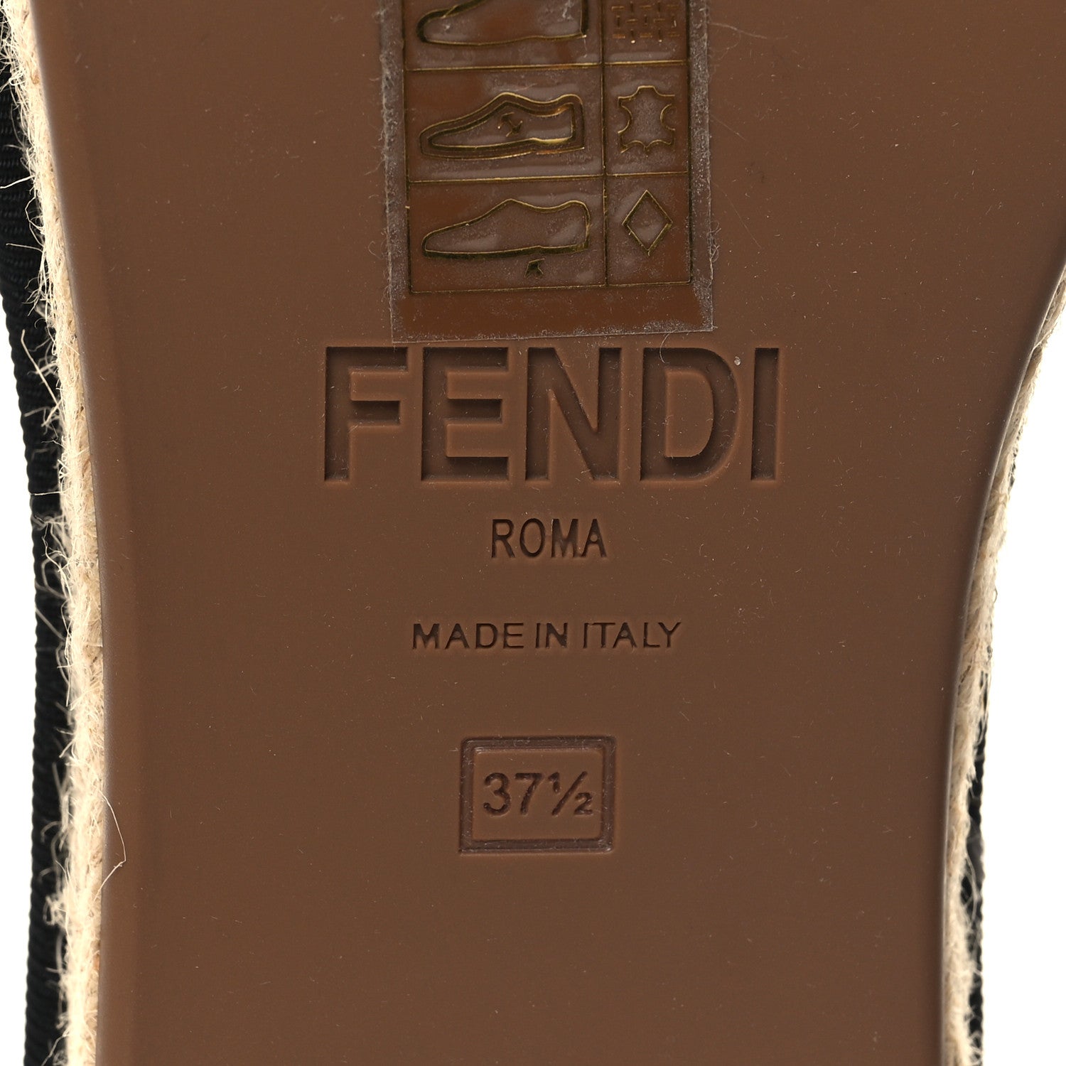 Fendi Canvas FF Embroidered Roma Ankle Wrap Flat Espadrilles 37.5 Black 6 of 8