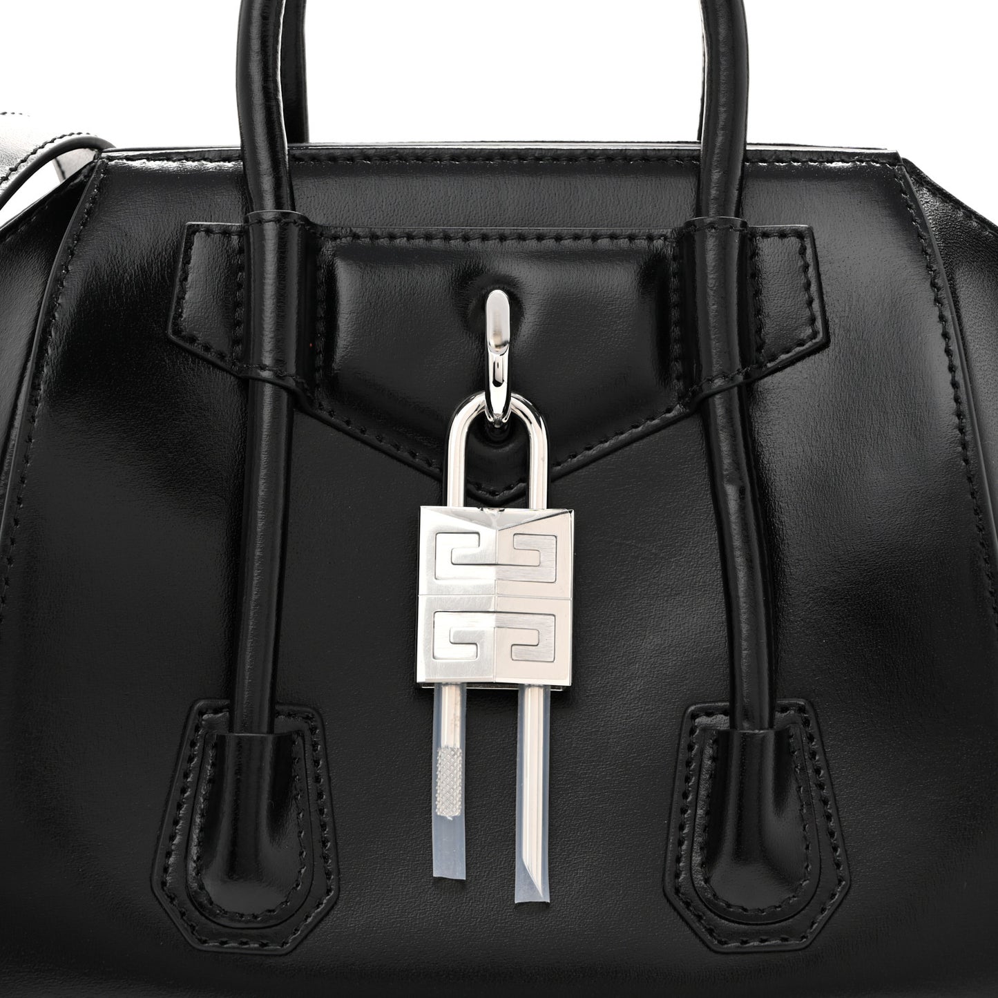 Box Calfskin Mini Lock Antigona Shoulder Bag Black