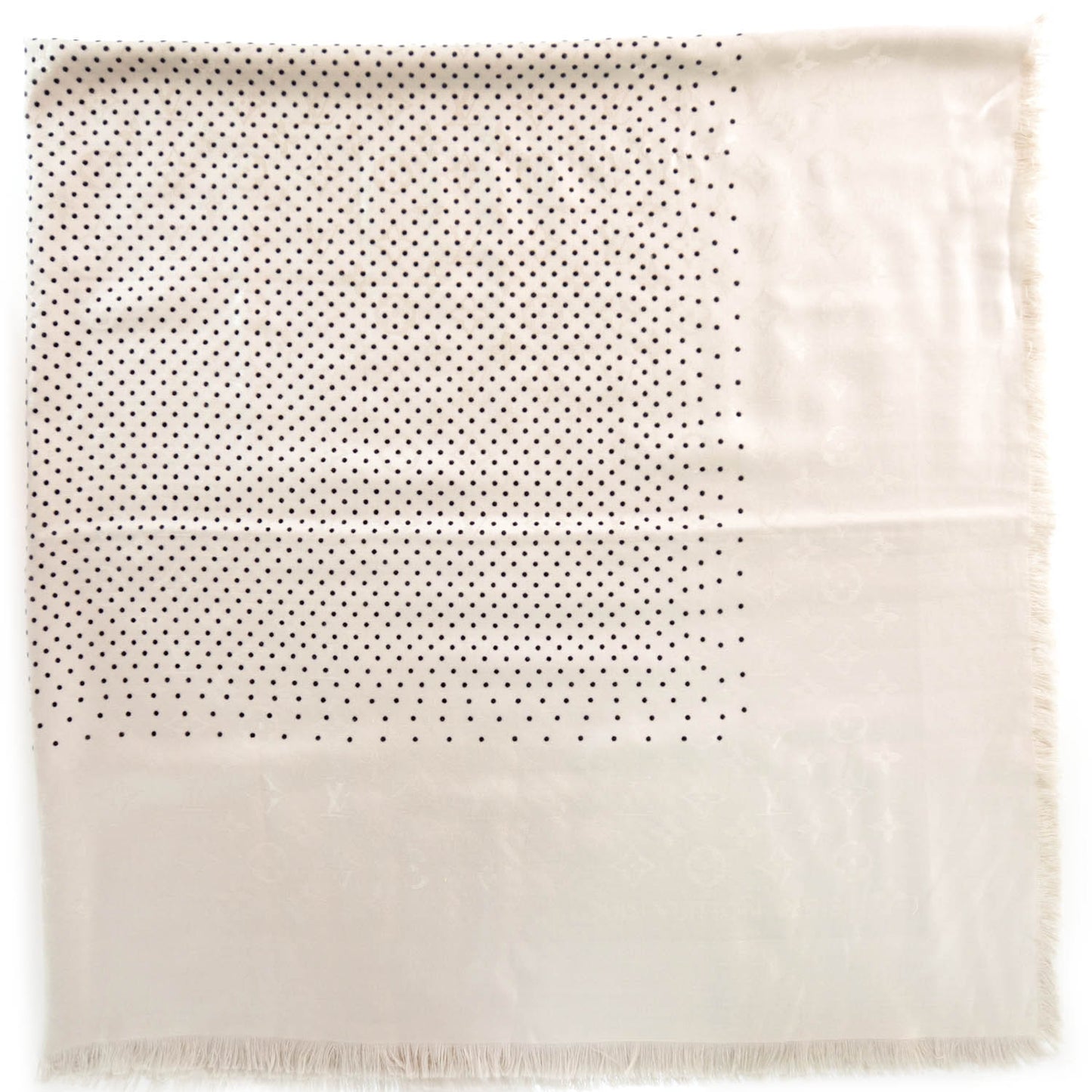 Silk Wool Monogram Pois Shawl Beige