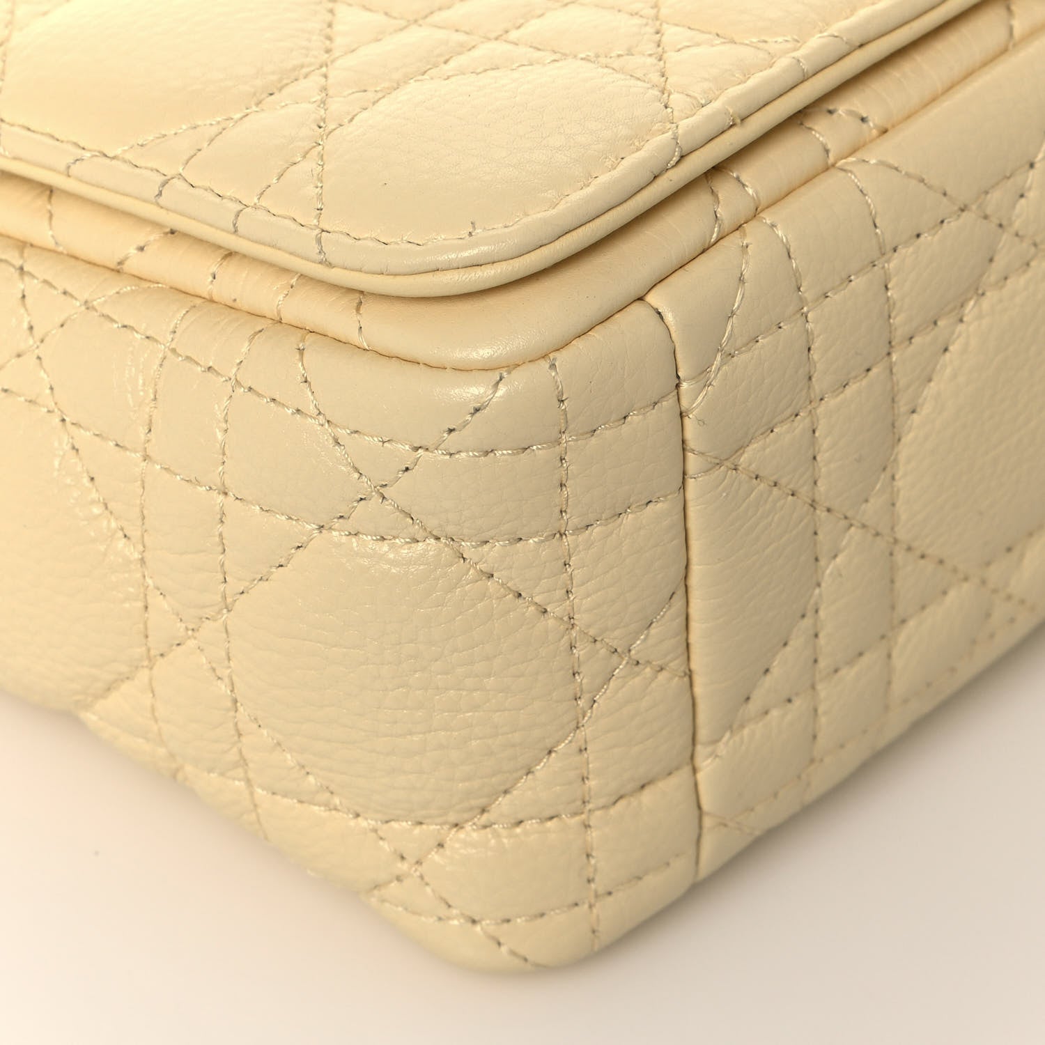 Christian Dior Calfskin Cannage Small Caro Bag Pale Yellow 9 of 14