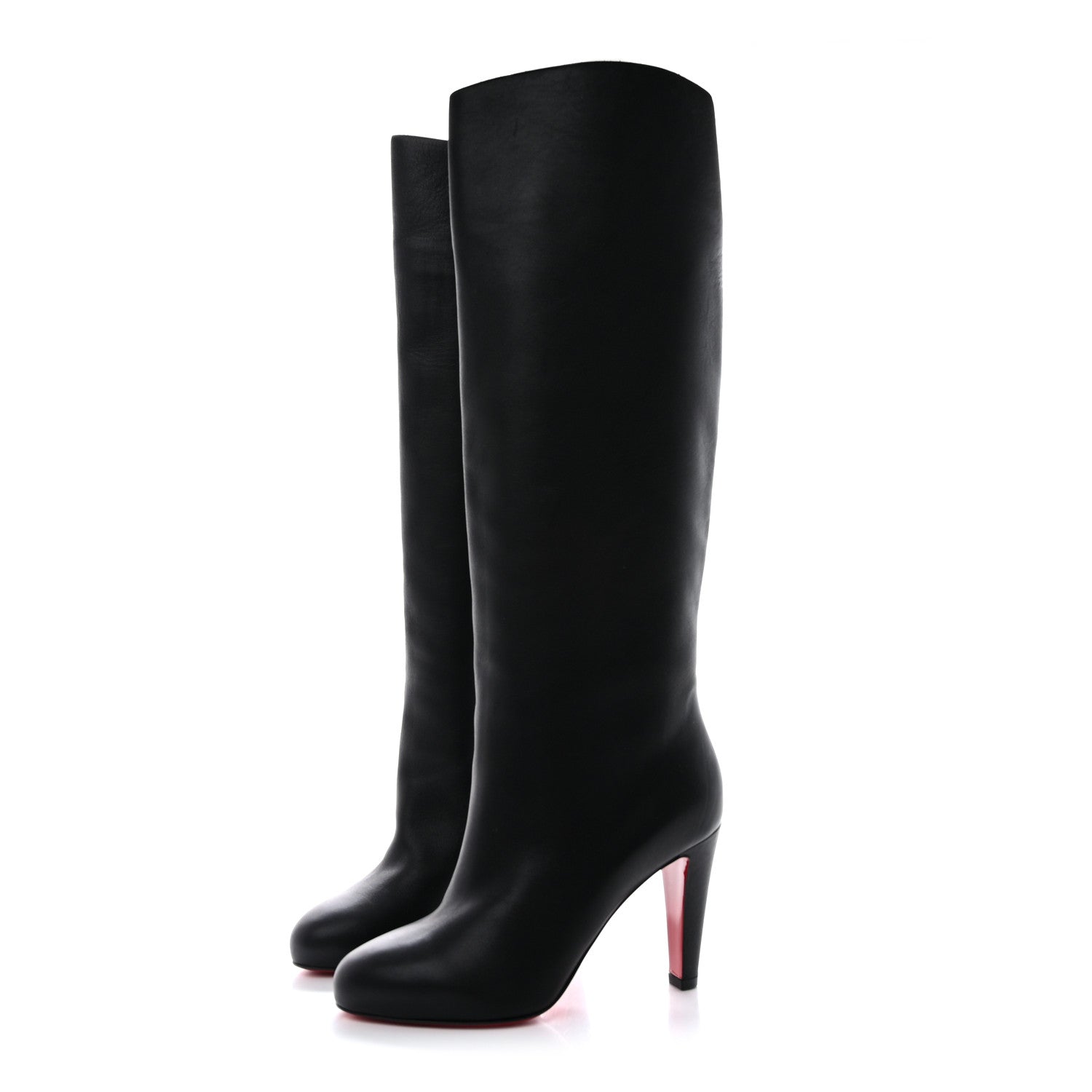 Christian Louboutin Shiny Calfskin Alta Gant 85 Tall Boots 38 Black 3 of 7