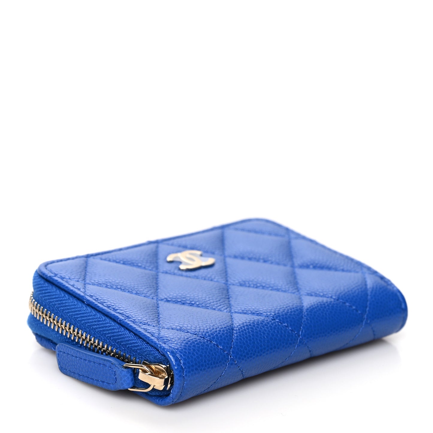 Caviar Quilted Zip Coin Purse Dark Blue