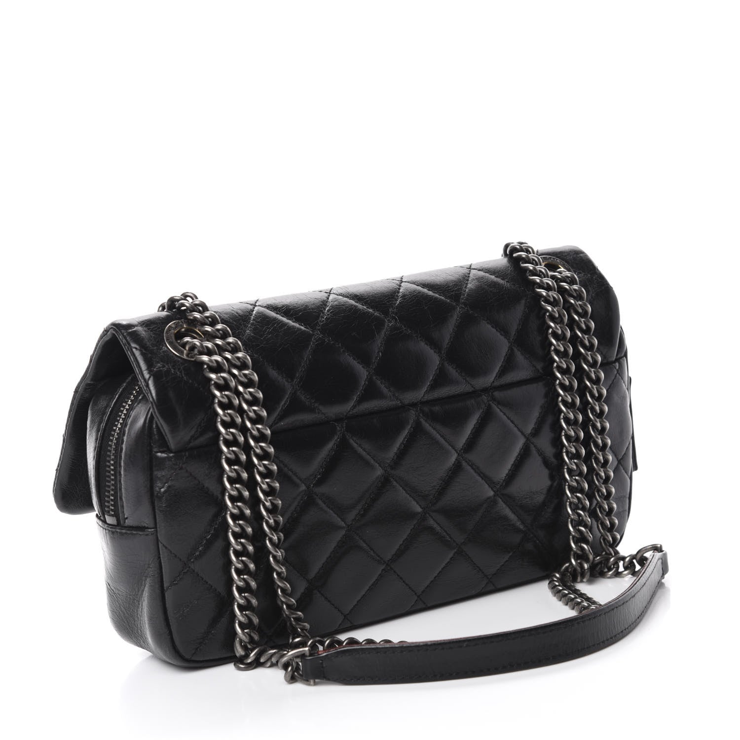 Chanel Glazed Calfskin Quilted Medium Duo Color Flap Black 3 of 10