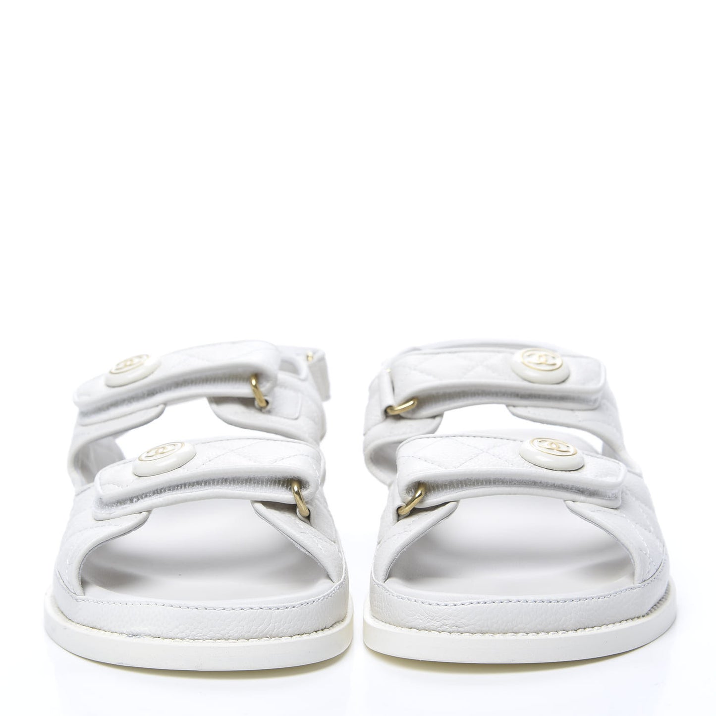 Grained Calfskin Velcro Dad Sandals 39.5 White