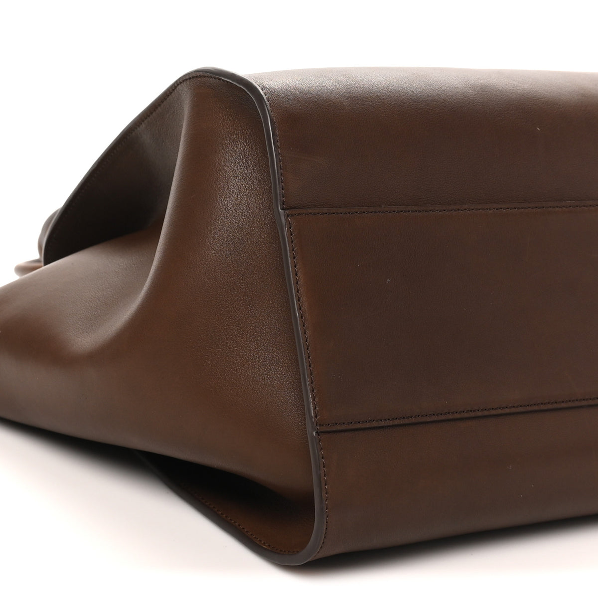 Polished Saddle Calfskin Marlo 17 Tote Bag Deep Brown